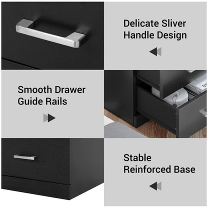 AOGLLATI Nightstands Black / Engineered Wood / Modern AOGLLATI Nightstand with Charging Station and LED Lights Black