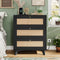 AOGLLATI Nightstands Black / Rattan / Bohemian AOGLLATI Black Rattan Nightstand with Charging Station with 3 Drawers