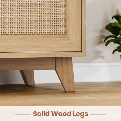 AOGLLATI Nightstands Natural / Rattan / Bohemian AOGLLATI Rattan Nightstand 3 Drawers & Charging Station