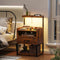 AOGLLATI Nightstands Rustic Brown / Metal / Modern AOGLLATI Nightstand with Charging Station Rustic Brown