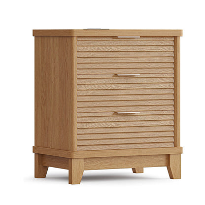 AOGLLATI Nightstands Wood / Engineered Wood / Mid-Century Modern Slanted Louvered Design Nightstand