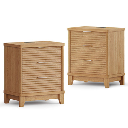AOGLLATI Nightstands Wood / Engineered Wood / Mid-Century Modern Slanted Louvered Design Nightstand
