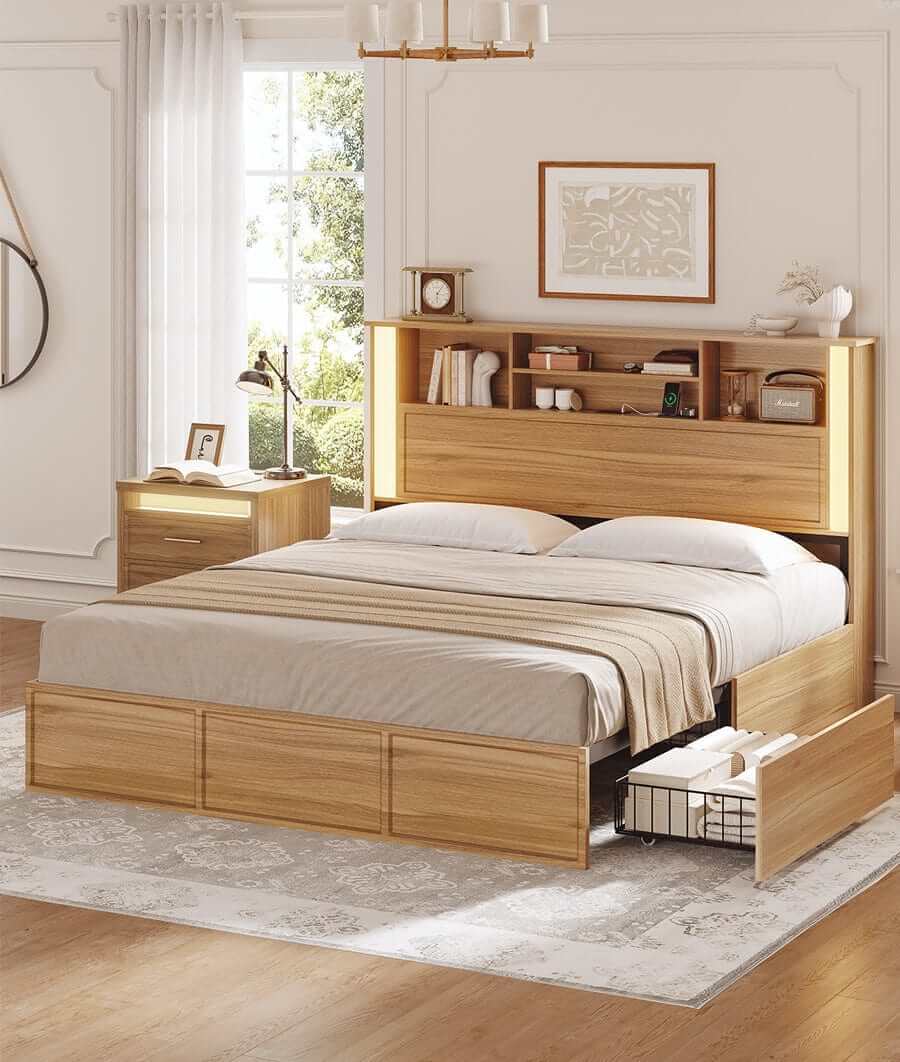 Aogllati Storage Bed Frame with Light