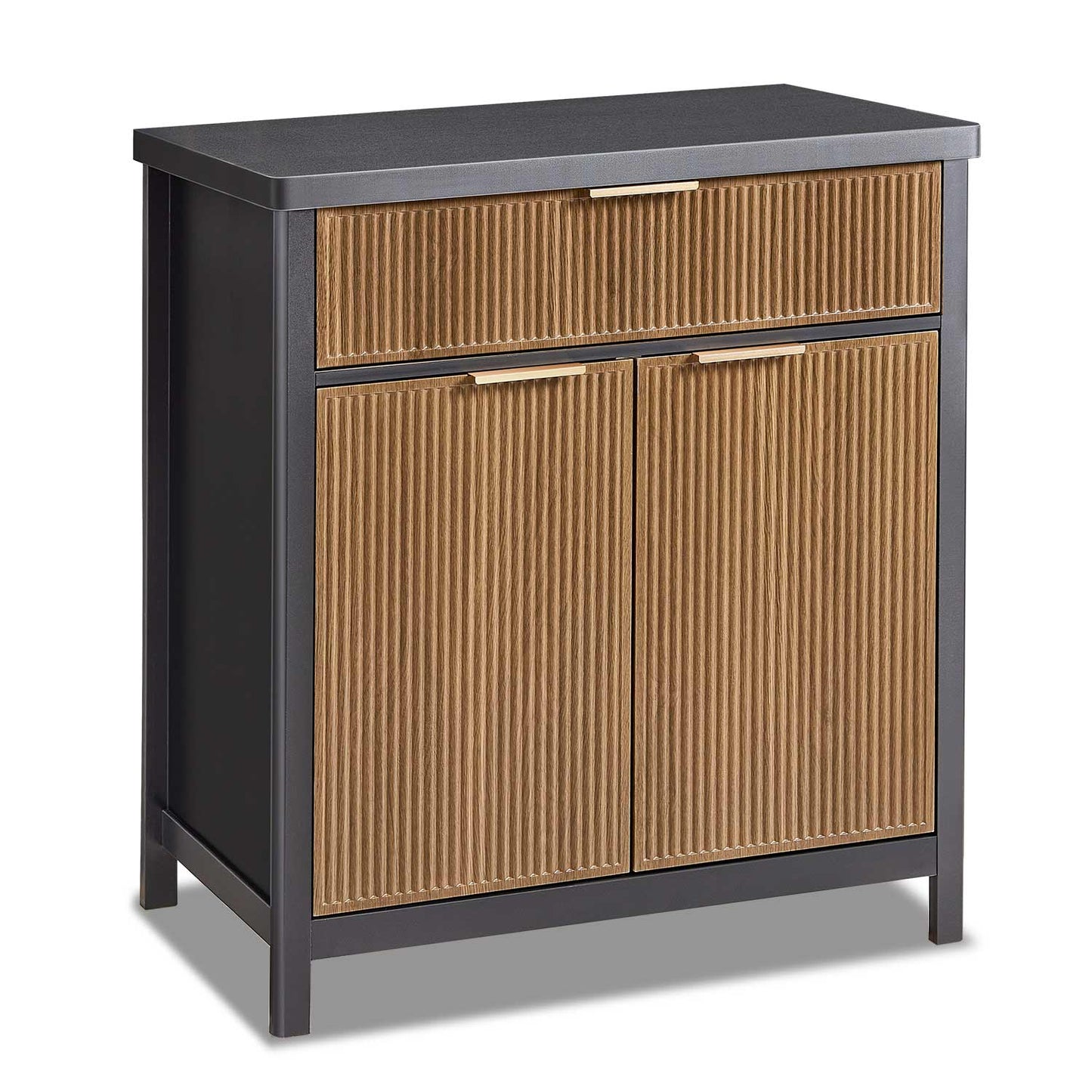 AOGLLATI Storage Cabinet Wood & Black / Drawers / Engineered Wood Sideboard Buffet Storage Cabinet with Drawers Wood & Black