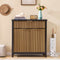 AOGLLATI Storage Cabinet Wood & Black / Drawers / Engineered Wood Sideboard Buffet Storage Cabinet with Drawers Wood & Black