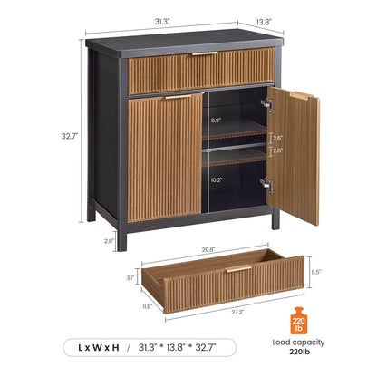 AOGLLATI Storage Cabinet Wood & Black / Drawers / Engineered Wood Sideboard Buffet Storage Cabinet with Drawers Wood & Black