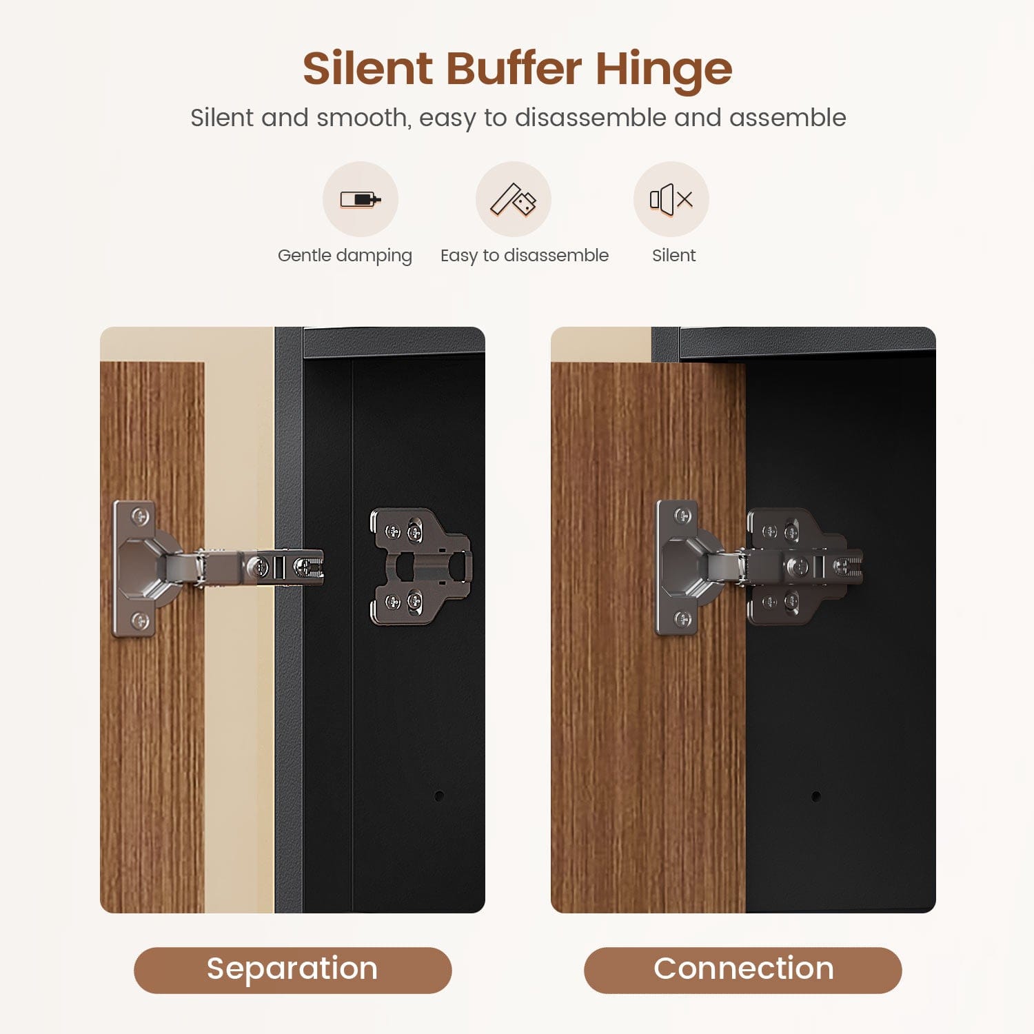 AOGLLATI Storage Cabinet Wood & Black / LED / Engineered Wood LED Sideboard Buffet Storage Cabinet Wood & Black