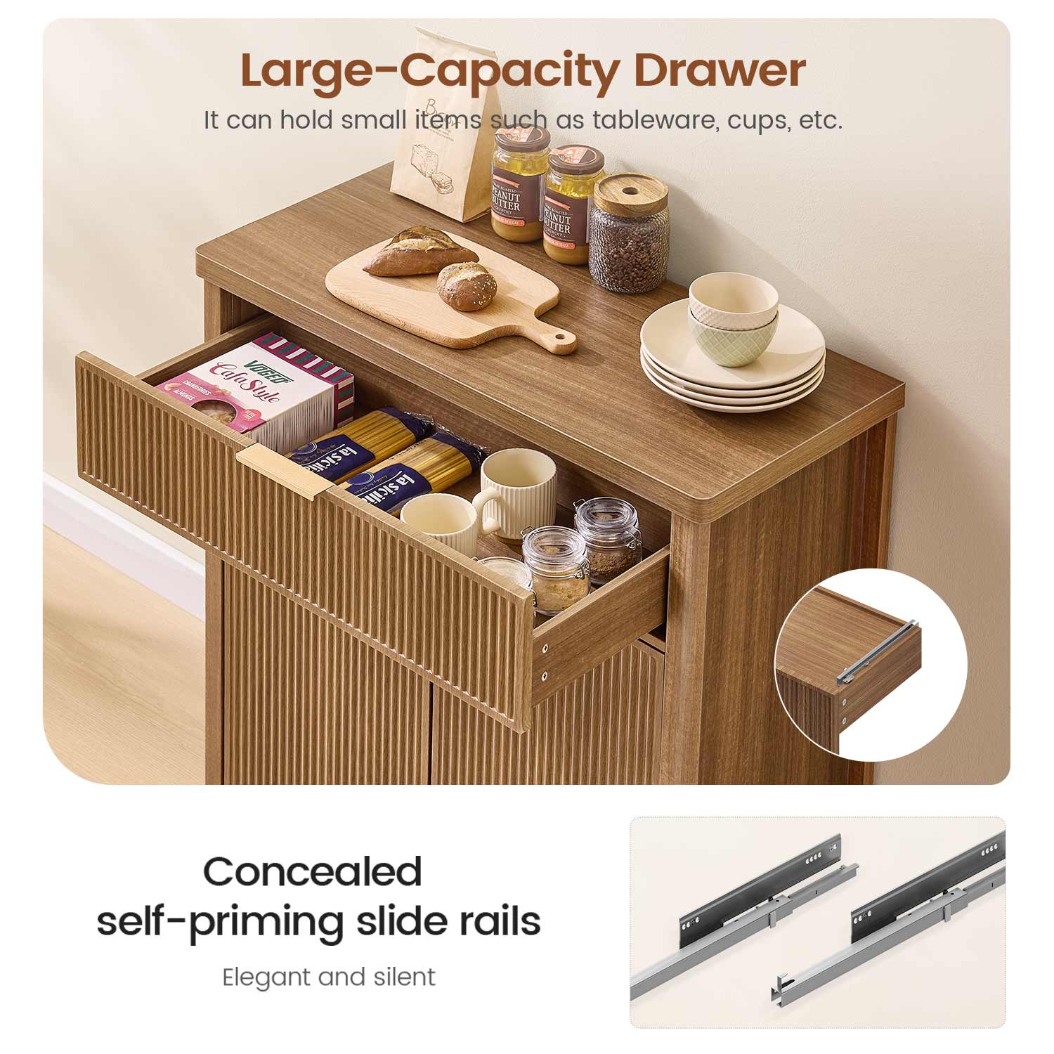 AOGLLATI Storage Cabinet Wood / Drawers / Engineered Wood Sideboard Buffet Storage Cabinet with Drawers Wood