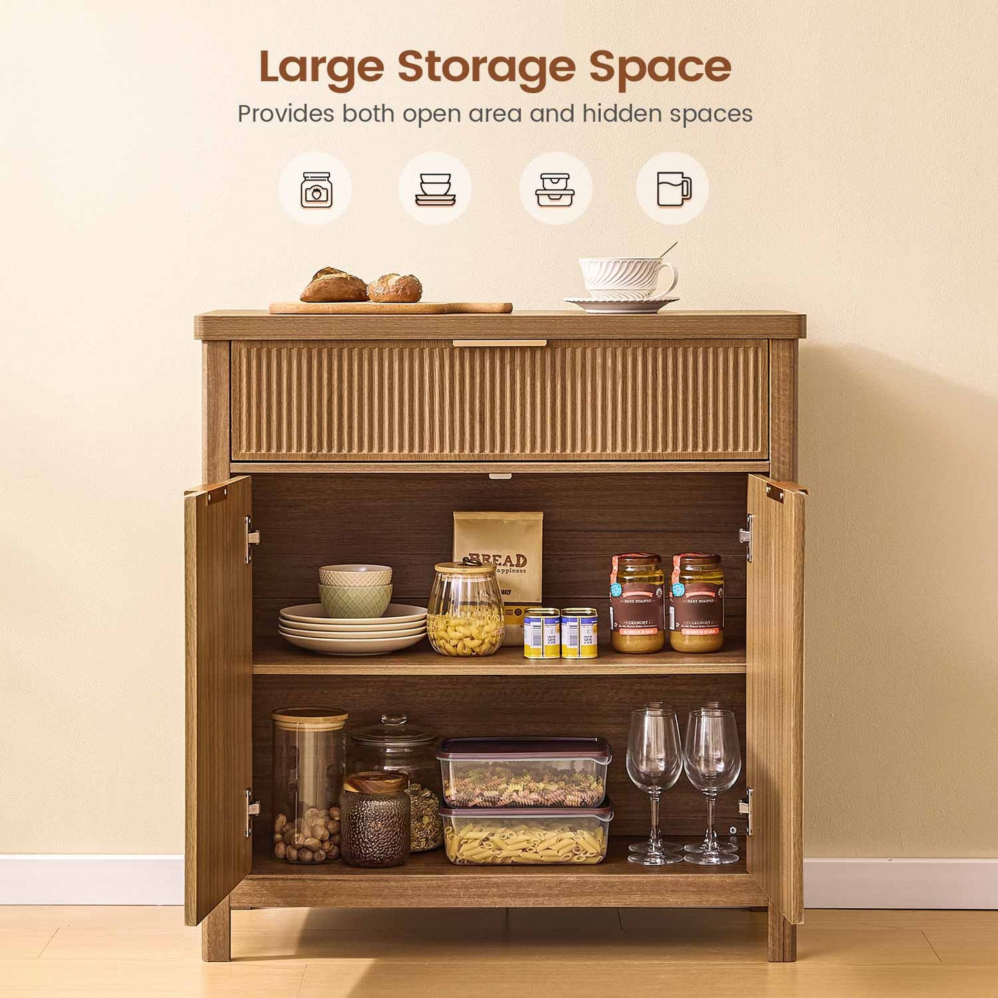 AOGLLATI Storage Cabinet Wood / Drawers / Engineered Wood Sideboard Buffet Storage Cabinet with Drawers Wood