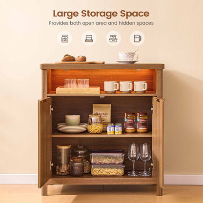 AOGLLATI Storage Cabinet Wood / LED / Engineered Wood LED Sideboard Buffet Storage Cabinet Wood