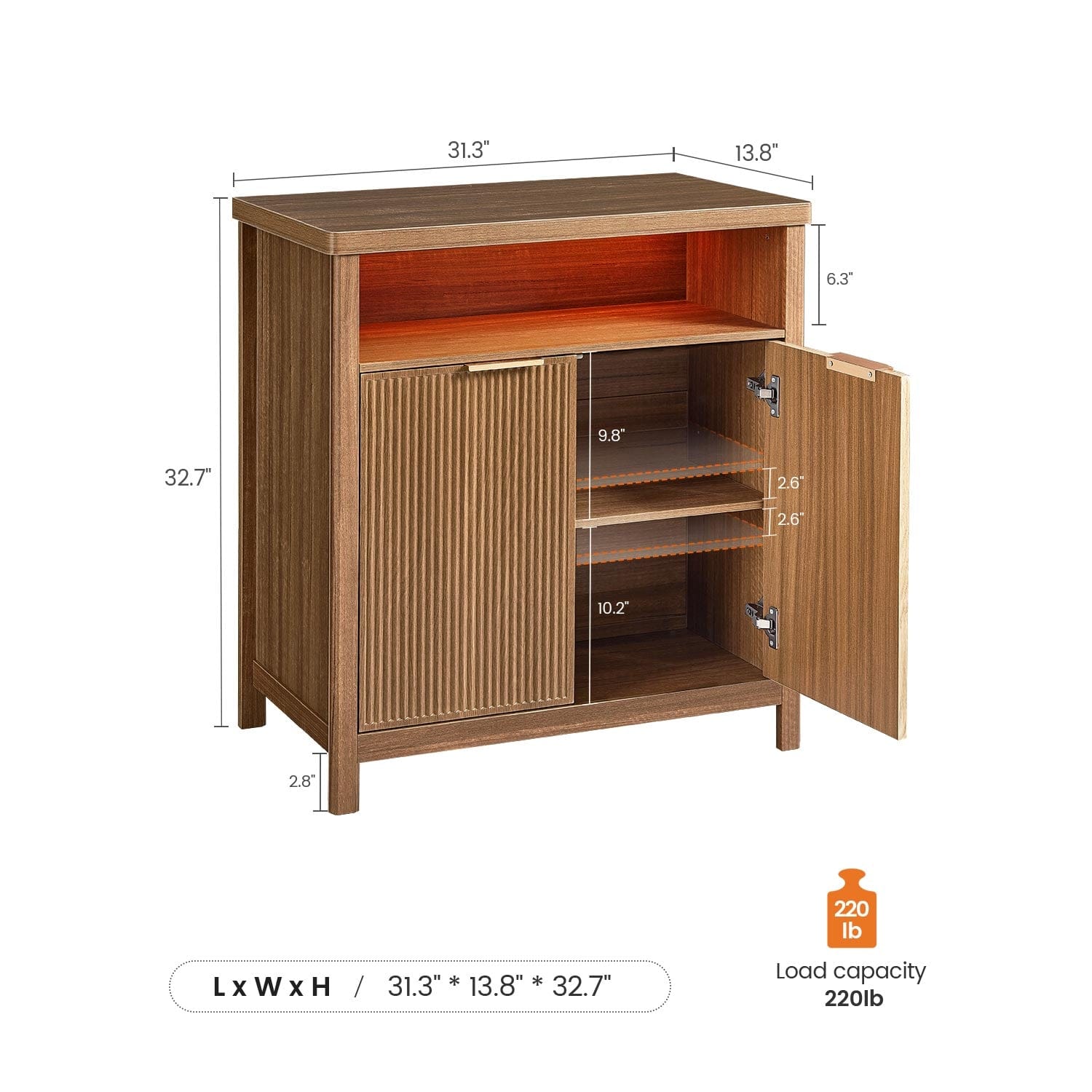 AOGLLATI Storage Cabinet Wood / LED / Engineered Wood LED Sideboard Buffet Storage Cabinet Wood