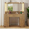 AOGLLATI Vanity Brown / Engineered Wood / Modern Vanity Desk with Light Box and Mirror
