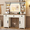 AOGLLATI Vanity White / Engineered Wood / Modern AOGLALTI Farmhouse Makeup Vanity with Lights & Charging Station White