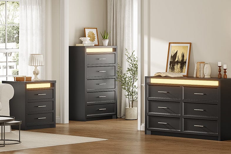 3 LED black dresser for Modern Living